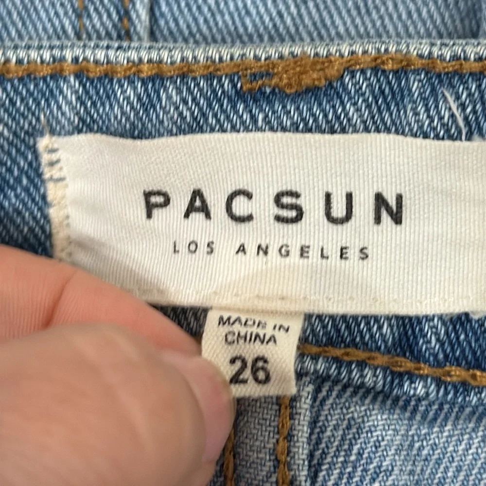 PACSUN Ultra Distressed Mini Jean Skirt Womens Size 26 Denim Raw Hem Y2K - Picture 7 of 10